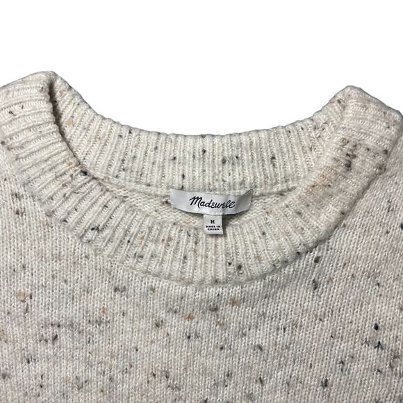 Madewell Donegal Sweater Dress Button Sleeve Knit Cream Speckled H3614 Medium - Picture 3 of 10